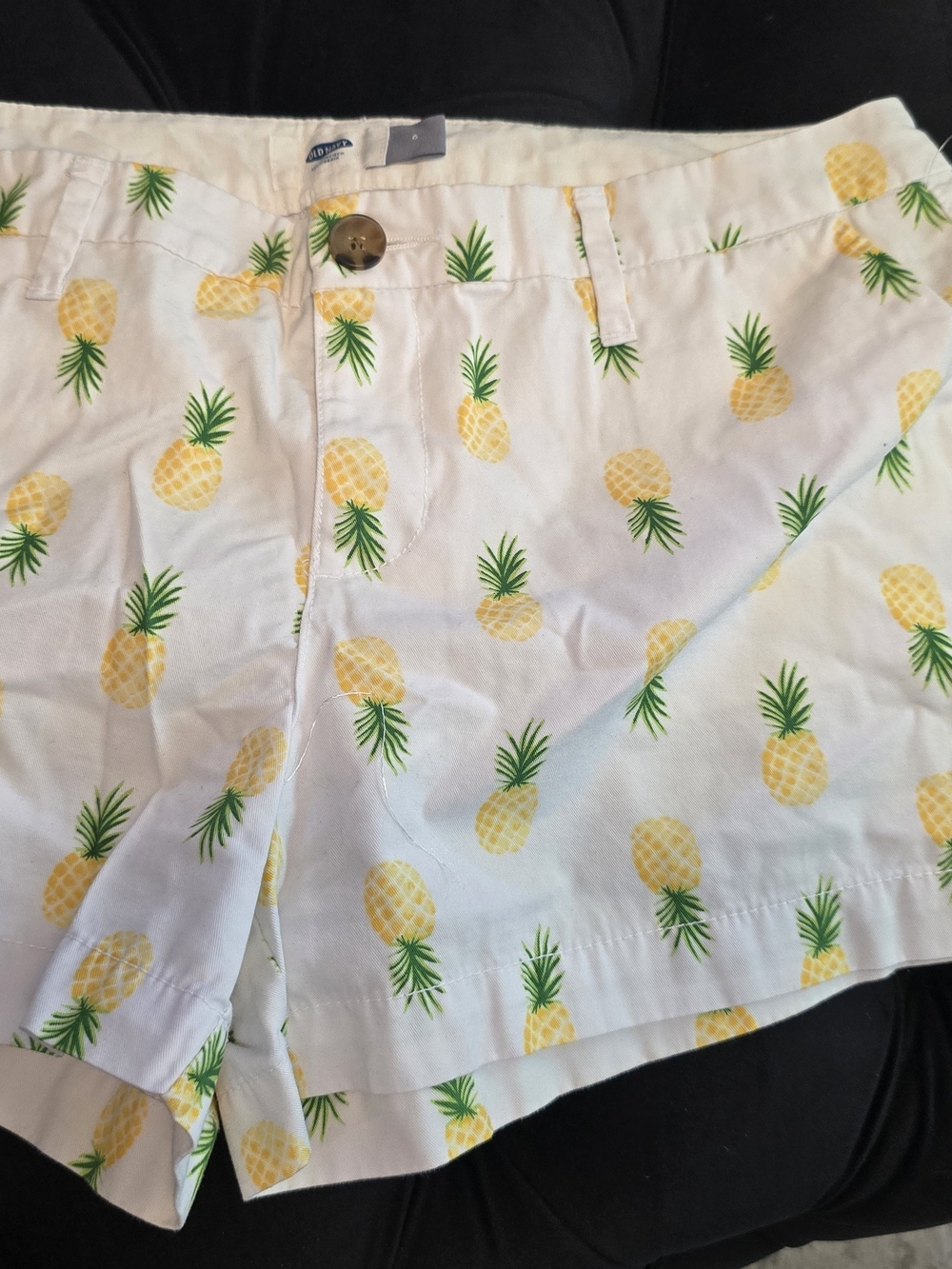 Old Navy White Pineapple Print Jean Shorts